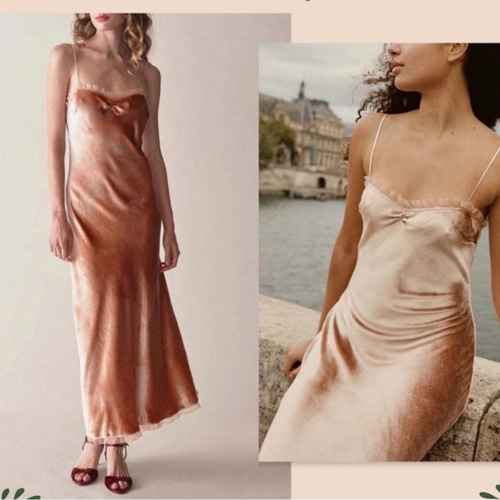 Doen Satin Slip Dress in Rose Gold